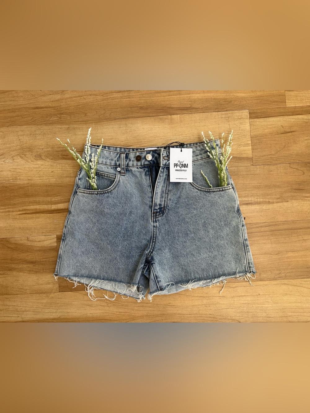 Denim Cutoff Shorts in Light Blue